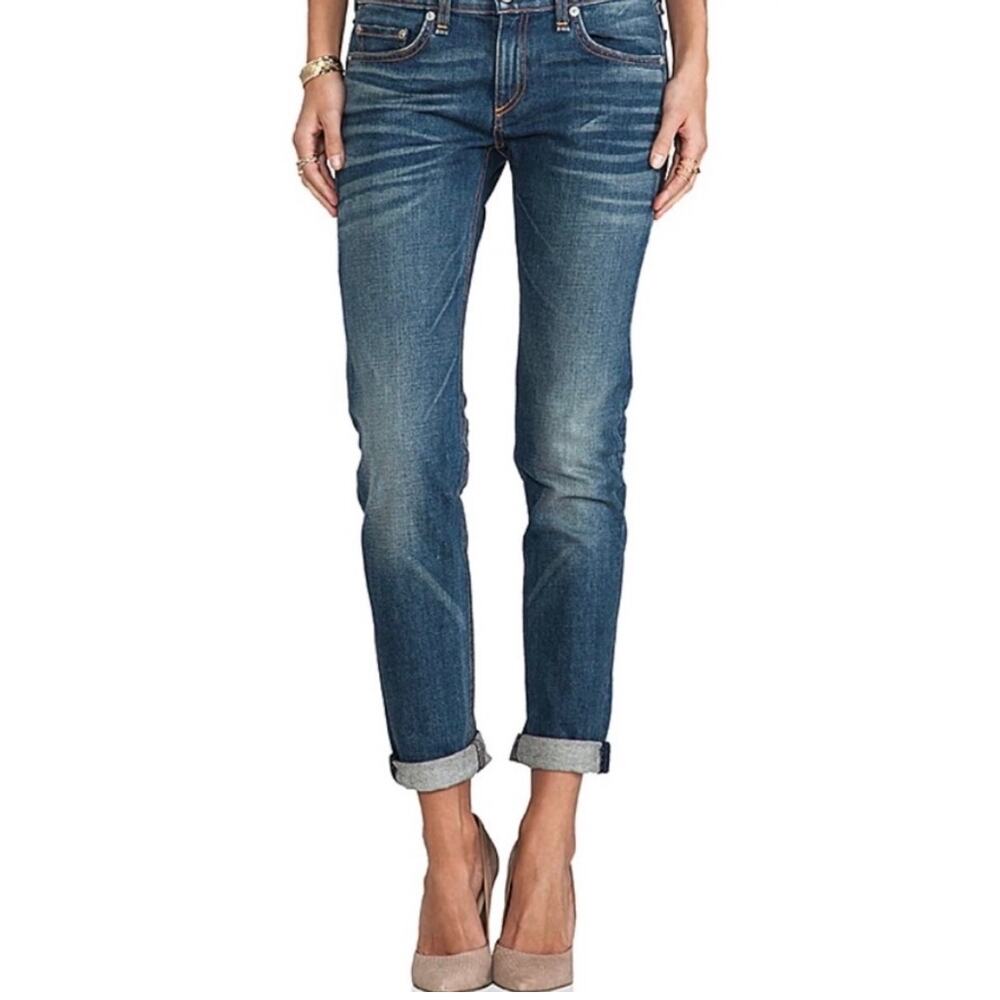 Rag & Bone The Dre Boyfriend Jeans in Bradford Medium Wash Size 24 *EUC